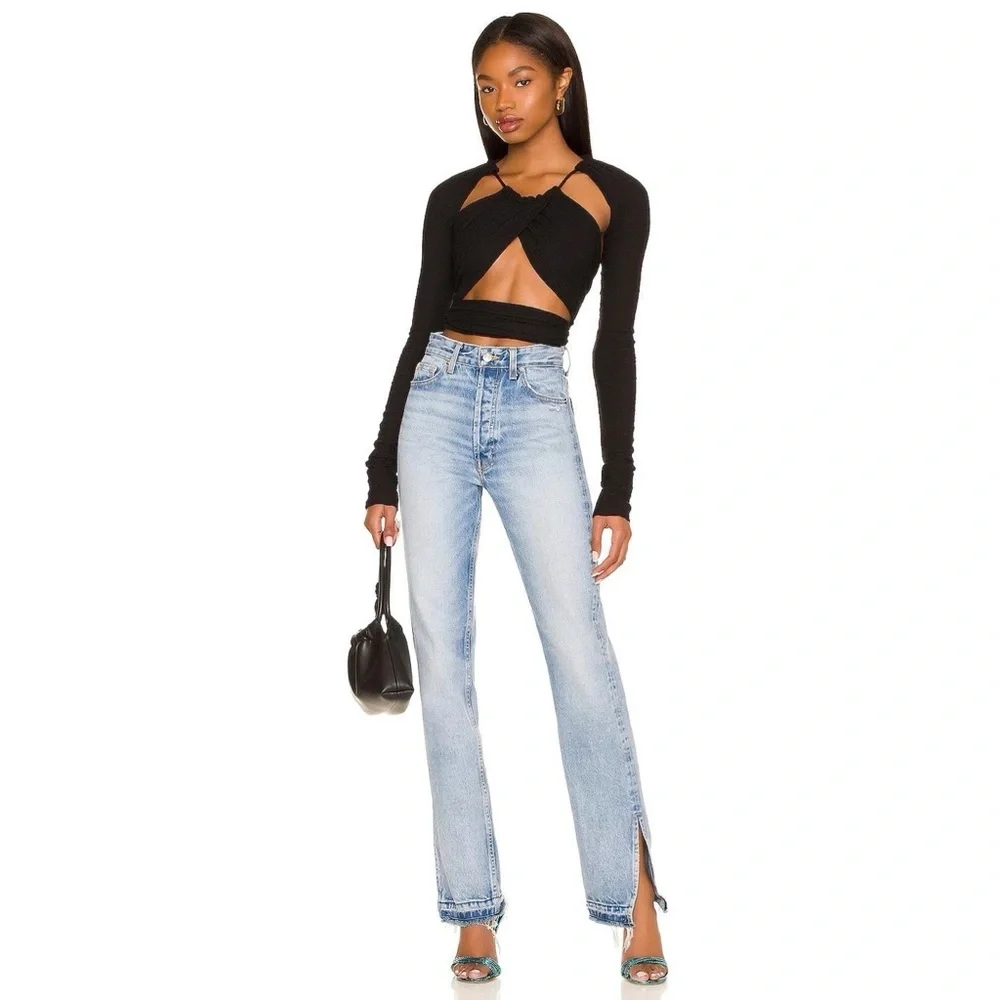 Danielle Guizio Wrap Long Sleeve Halter Top - Medium - Picture 7 of 7